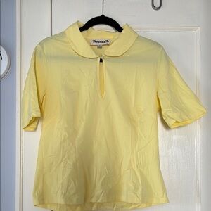 Tatyana Yellow Fitted Polo Shirt with Peter Pan Collar
